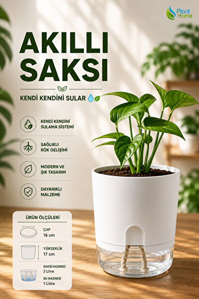 plant-home Akıllı Saksı Kendini Sulayan Saksı Otomatik Sulama Sistemli Su Haz...