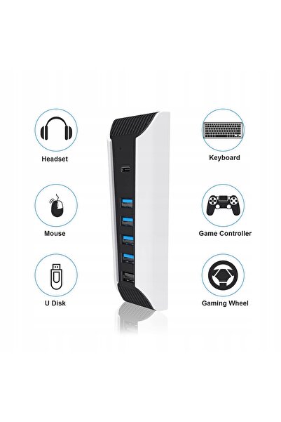 NO BRAND 5x porturi USB 2.0 + 1x port USB-C HUB SPLITTER pentru consola PS5 FAT