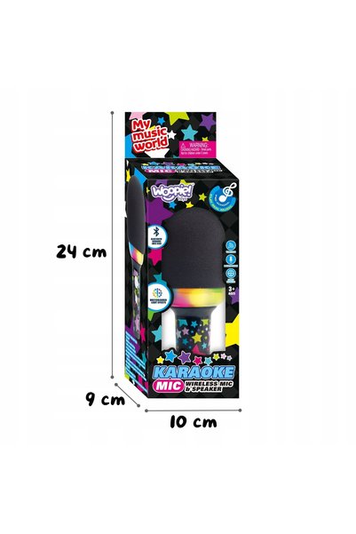 woopie Microfon wireless pentru karaoke cu difuzor, negru, cu lumini BT