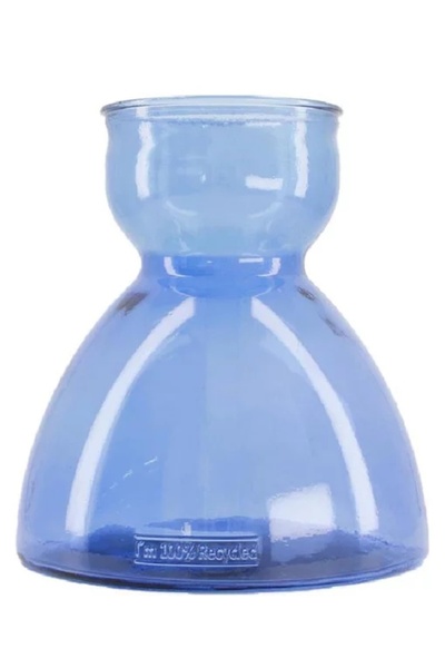 NO BRAND WESTWING Vază din sticlă reciclată, albastră, ø21,5x23cm