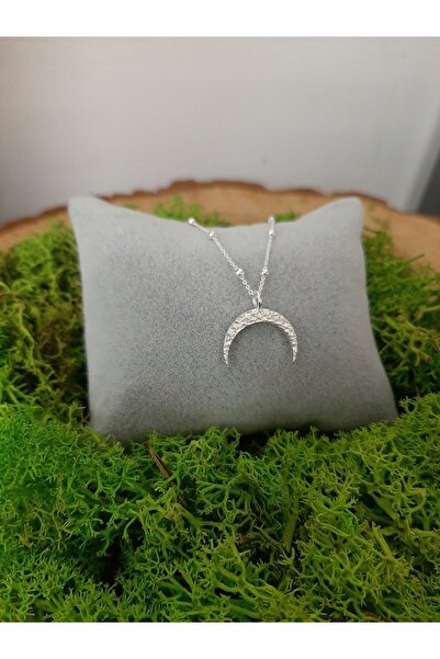 NO BRAND Colier de argint cu pandantiv bilă lună, argint 925, 40 cm