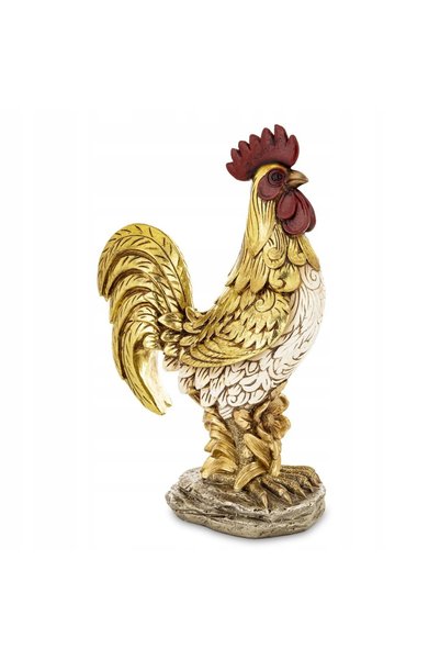 NO BRAND Figurină Cocoș Auriu 36x23 cm - Decorațiune Interioară Elegantă