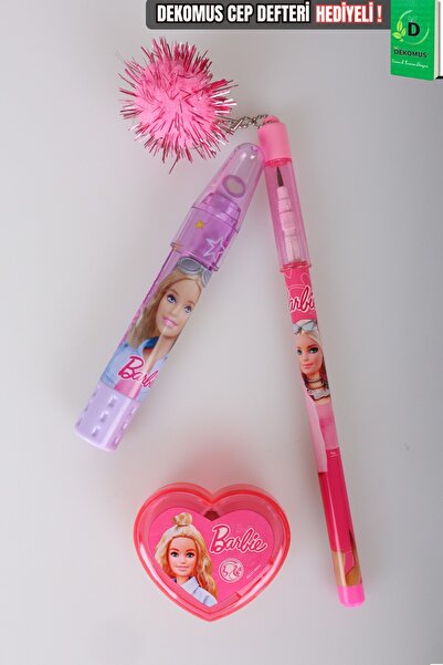 Barbie x Dekomus licencirana olovka sa pompon glavom, gumica za brisanje u ob...