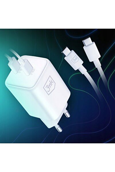 NO BRAND Hyper Charger Încărcător de rețea 3MK PD GaN 45 W + cablu USB-C la C...