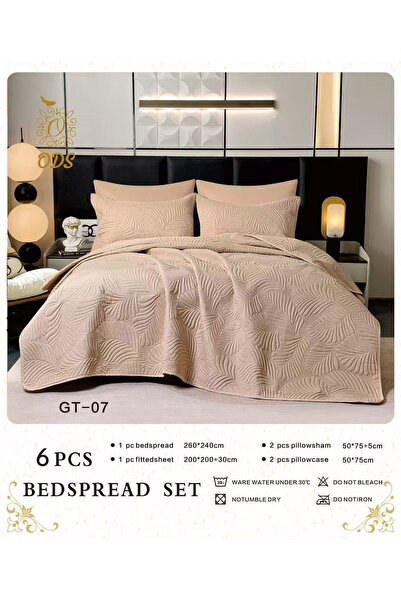 ODS 6 PCS King Size Bedspread Set Quilted Coverlet Comforter Set - Modern Emb...