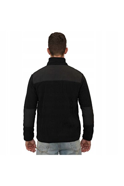 NO BRAND Hanorac cald din fleece pentru bărbați, cu fermoar, negru, Captain M...