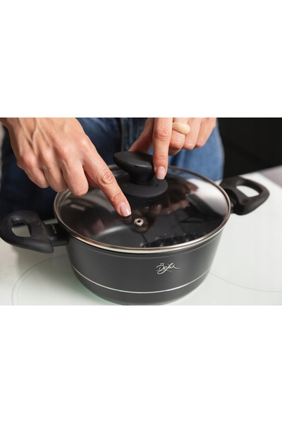 NO BRAND Florina Delux Gessler 20cm 2.1L Oală de aluminiu neagră pentru induc...