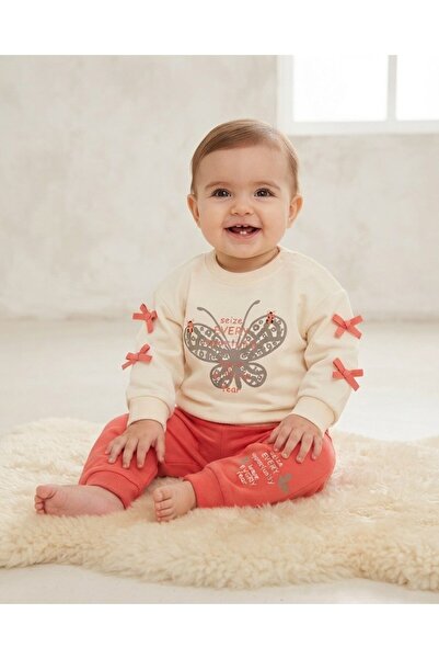 voyyo kids baby Baby Girl Set with Butterfly Print and Bow on the Sleeves, 6-...