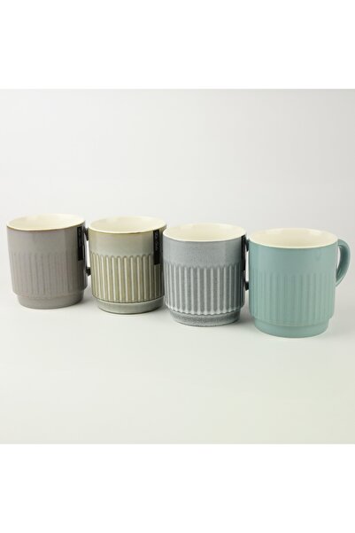NO BRAND Set de 4 căni de 440ml pe suport, căni mari pentru cafea, ceai, latte