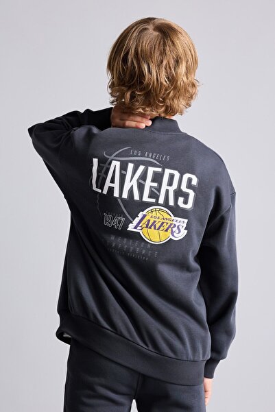 DeFacto Nba Los Angeles Lakers Crew Neck Sweatshirt Cardigan Boys I2236A826Wn