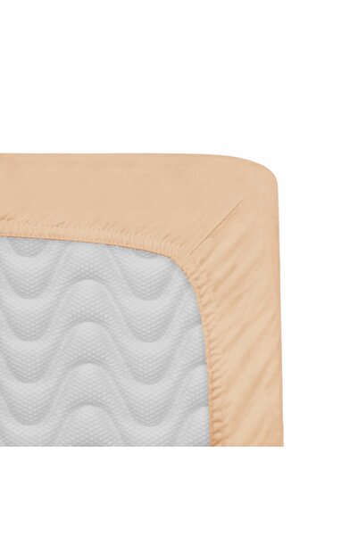 NO BRAND Cearșaf de pat din bumbac cu elastic 120x200, satin uni, culoare bej...