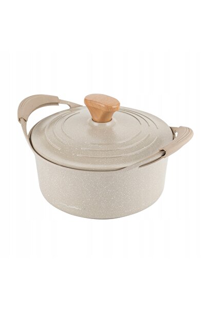 NO BRAND Oală Florina Oslo 24cm 4.3L Aluminiu Bej Ceramică Inducție Gaz