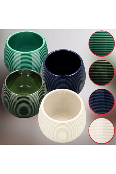 NO BRAND 2x Ghiveci Rotund Crem ⌀ Ghiveci ceramic glazurat de 12cm, capac pen...