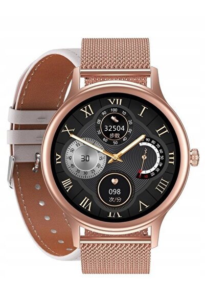 PACIFIC SMARTWATCH DAMSKI 18-2 - BRANSOLETA + CUREA: Aur roz / Alb + GRA