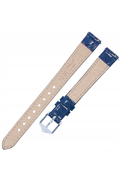 NO BRAND HIRSCH Crocograin M - ALBASTRU MARIN - 12mm - Curea de ceas din piele