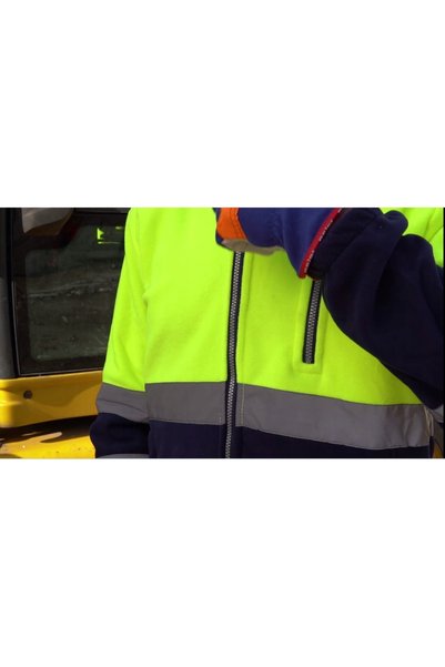 Reis Hanorac de lucru reflectorizant din polar, cu bandă reflectorizantă, căl...