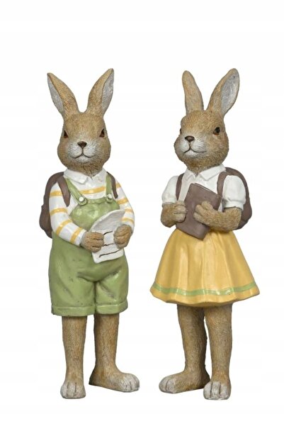 NO BRAND Figurină decorativă Iepurașă cu fustă galbenă H. 22 cm