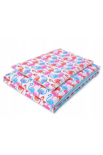 Bobono Lenjerie de pat pentru copii, 2 piese, bumbac, 120x90 cm - flamingo co...