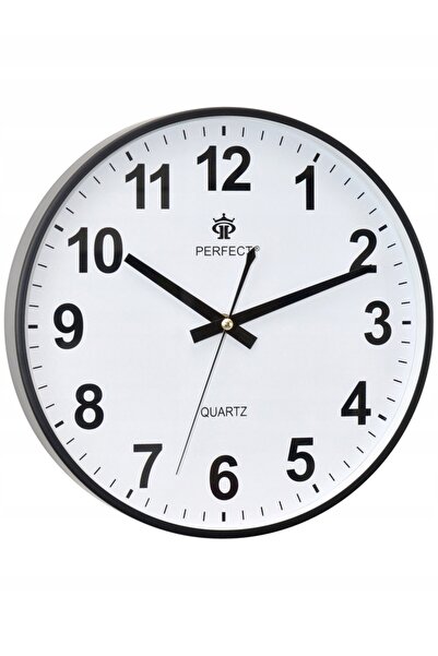 PERFECT Ceas de perete clasic, silențios, rotund, din metal negru, de 30 cm, ...