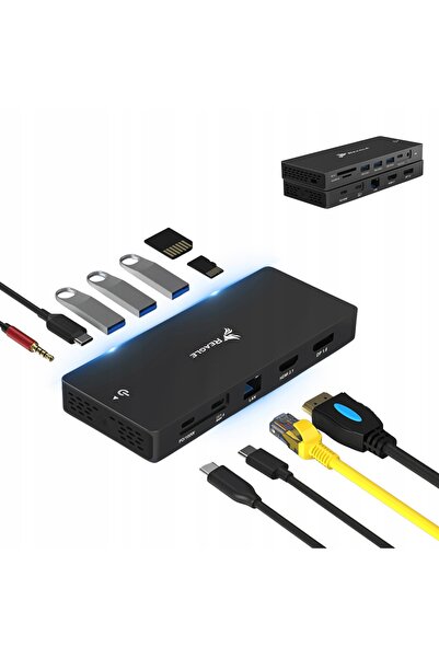 NO BRAND Hub USB-C 12-în-1 HDMI 2.1 DP 1.6 8K 4K DisplayPort MST Stație de an...