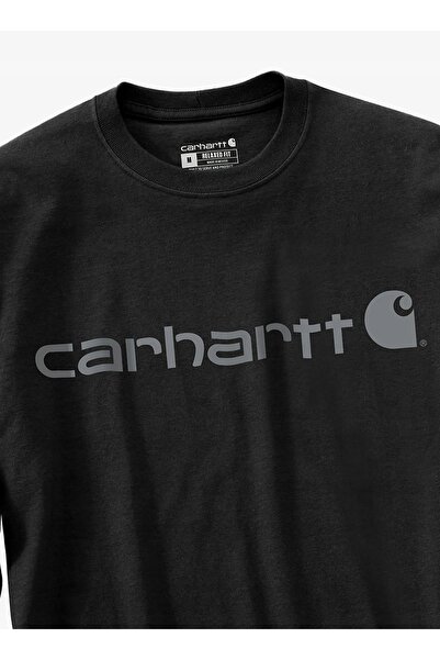 Carhartt Bluză fără glugă Dearborn Relaxed LS Logo T-Shirt - negru/gri S