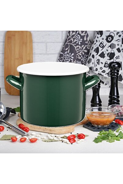 NO BRAND Oală emailată, glazurată neted, GORDON, 20 cm, 4,4 l, verde-biberon,...