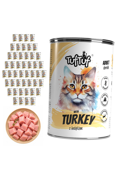 Tuf Tuf TufTuf hrană umedă completă pentru pisici cu curcan, Pate, 48x400g, l...