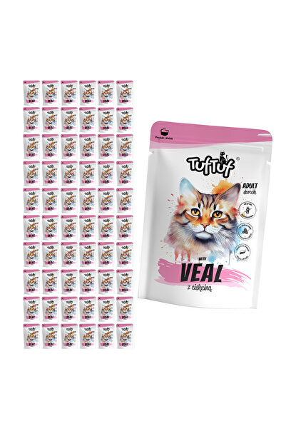Tuf Tuf TufTuf hrană umedă completă pentru pisici cu vită, pate, pliculețe 60...