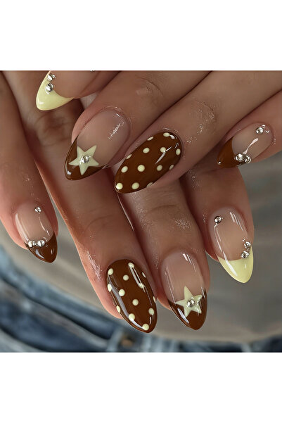 Choice5 Style 11 24pcs French False Nails Star Prints Blue Yellow Colorful Po...
