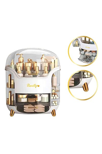 Zâna Casei Cosmetic Organizer Stand with Lid & Compartments 30x16x32cm