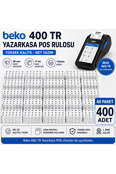 Beko 400 TR Uyumlu 56x16 Metre Termal Yazarkasa POS Rulosu