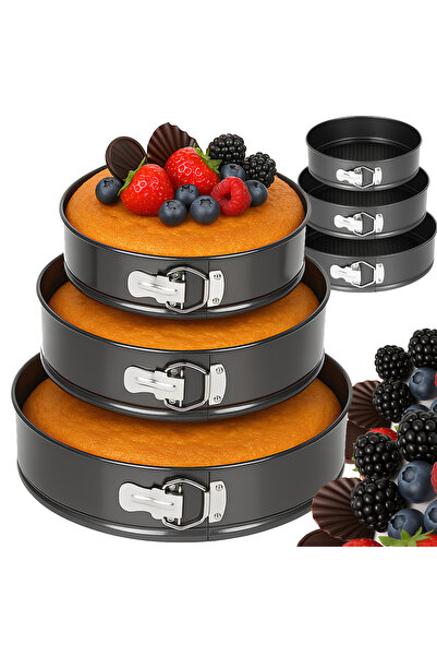 varioshop Set de 3 VarioShop ®   Tăvi de copt, rotunde, antiaderente, cu inel...