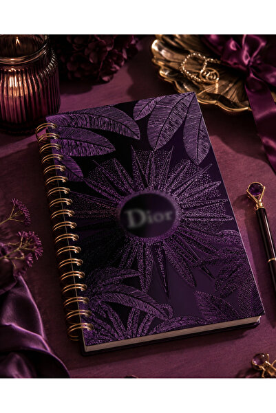Eseran Print Mor Yaprak Desenli Spiralli Defter