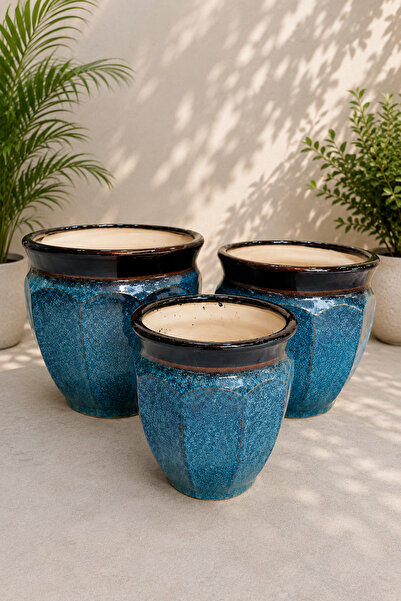 Generic Azure Wave Ceramic Pot