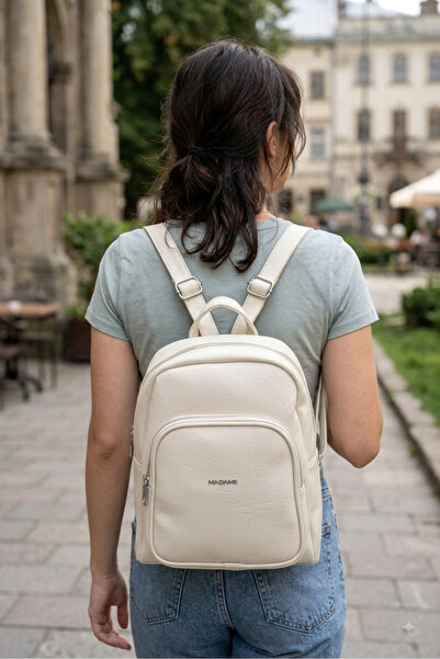 Madame Rucsac de damă din piele artificială moale, cu două compartimente, ele...