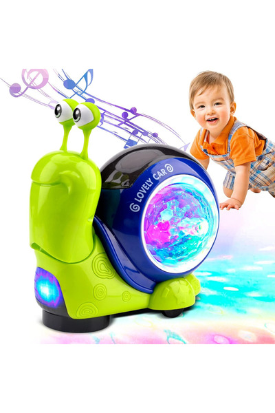 TUENGİ STORE Yeşil Salyangoz Oyuncak Müzikli Işıklı Emekleme Arkadaşı Hareket...