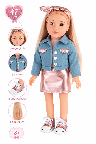 craftivio Premium 47 cm Gerçekçi Yüzlü Oyuncak Et Bebek - Uzun Saçlı Şık Kıya...