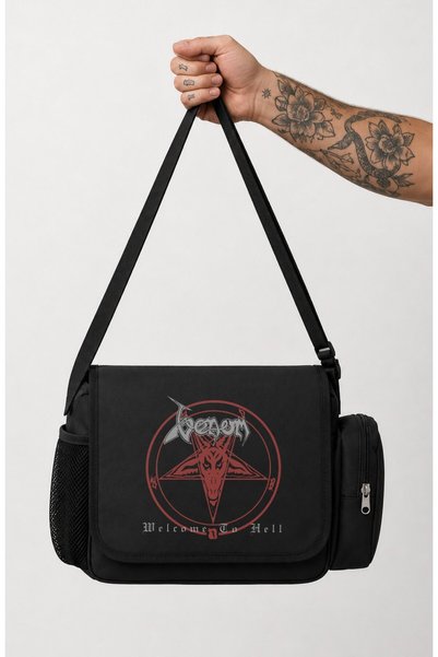 Fuddy Moda Unisex rok bend Venom, torba za poruke sa natpisom "Dobrodošli u p...