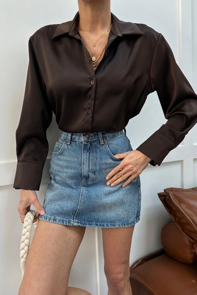 solena sln Women's Satin Fabric Stylish Basic Shirt