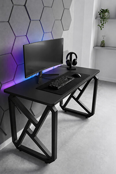 Hagen 120x60 cm Oyuncu Masası Gaming Masa Metal Geometrik Ayaklı Geniş Bilgis...