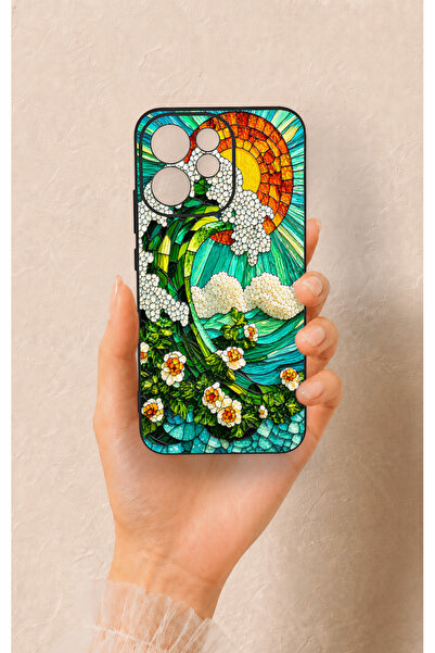 Vip Case Oppo Reno 15F Uyumlu Mozaik Okyanus Dalgası Desenli Silikon Kılıf