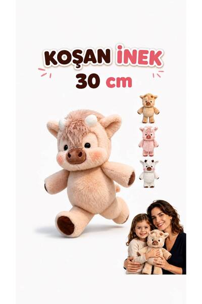 SHAMİRA Koşan inek 30 cm beyaz renk sevimli peluş inek corci
