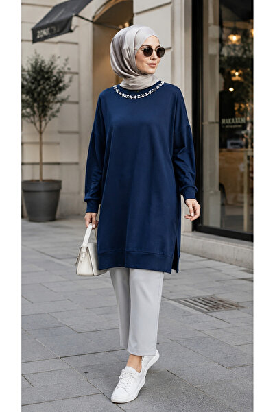 sarıdağ Modal Fabric Tunic with Stone and Pearl Details