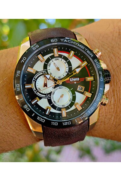 G Force Gforce Js15 Original Japanese Miyota Movement Brown Men's Chronograph...