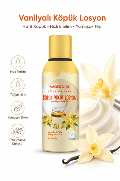 Watsons Hafif & Hızlı Emilen Vanilya Kokulu Vücut Köpük Losyonu 75 ml