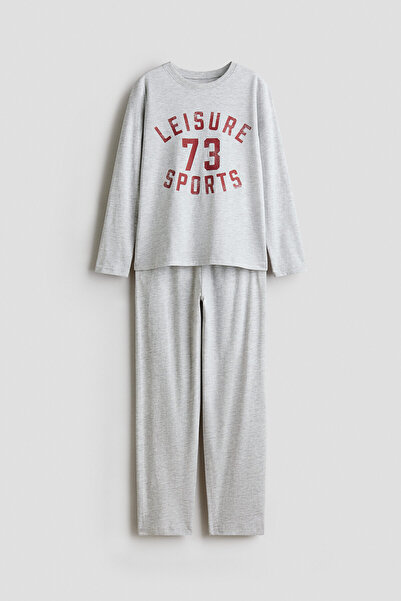 H&M Pamuklu ve Baskı Motifli Pijama Takımı