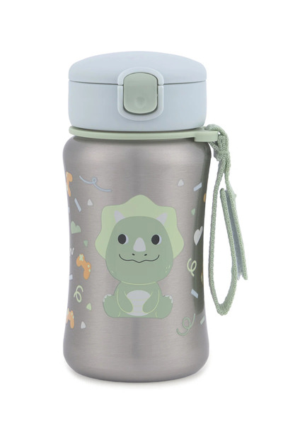 Skip Hop Besties Squad Stainless Steel Water Bottle with Straw - Dinosaur