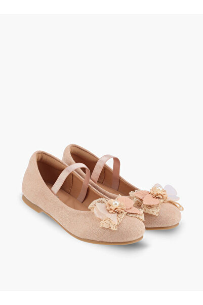 Juniors Girls Floral Applique Ballerina Shoes