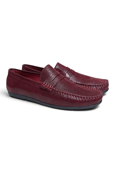 FRANCO CALVANI Bordo Coco Suede Bordo Color Laceless Genuine Leather Men's Shoes