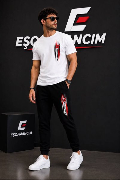 Eşofmancım Men's Seasonal Printed Top and Bottom Tracksuit Set